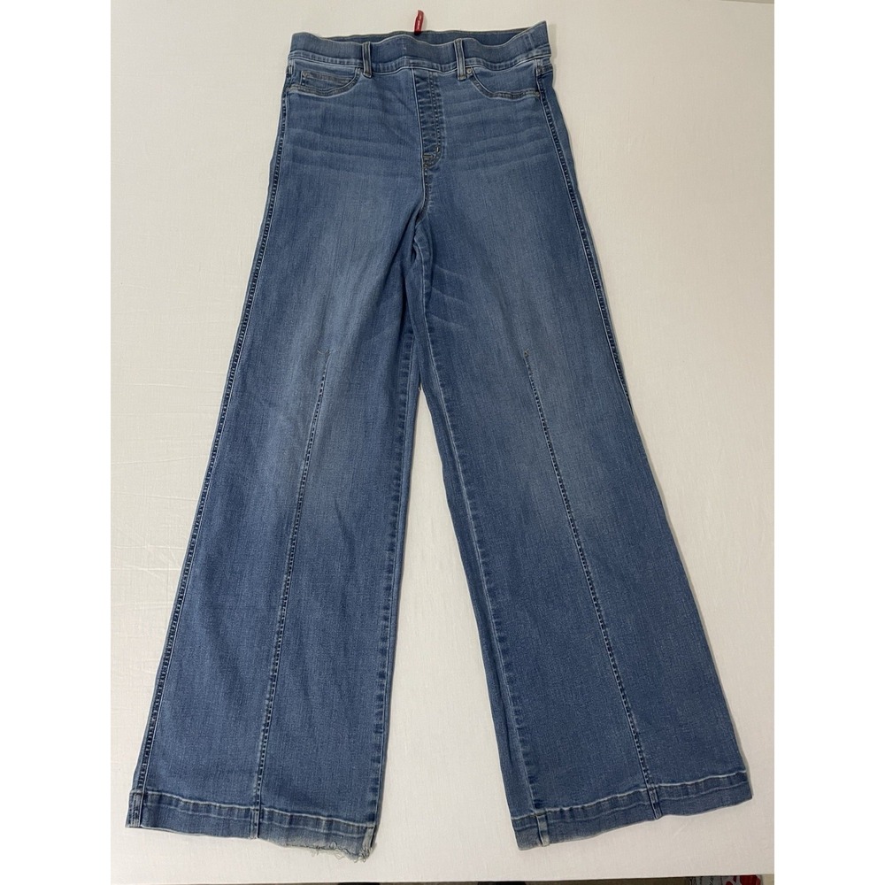 SPANX Seamed Front Wide Leg Jeans In Vintage Indigo Sz XL Tall Bohemian 20407T